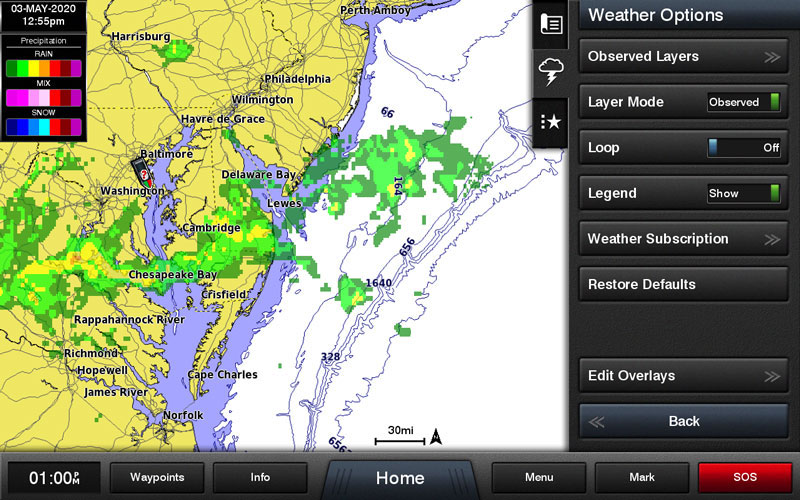 weather chart on siriusxm marine weather mfd